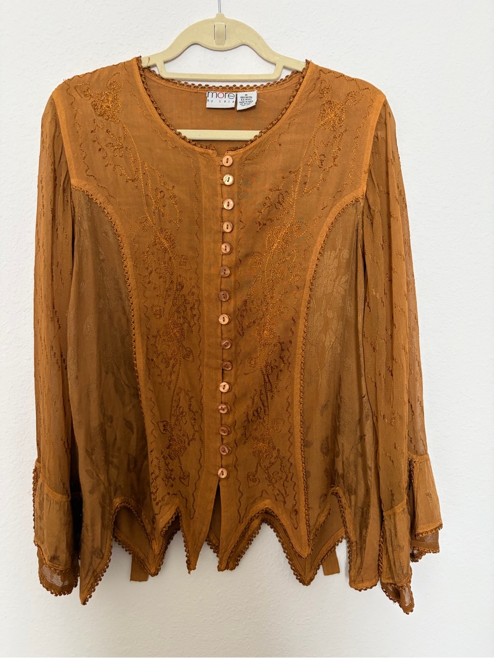 RENFAIRE More by Lata Bohemian Button-Front Blouse Cottagecore Peasant